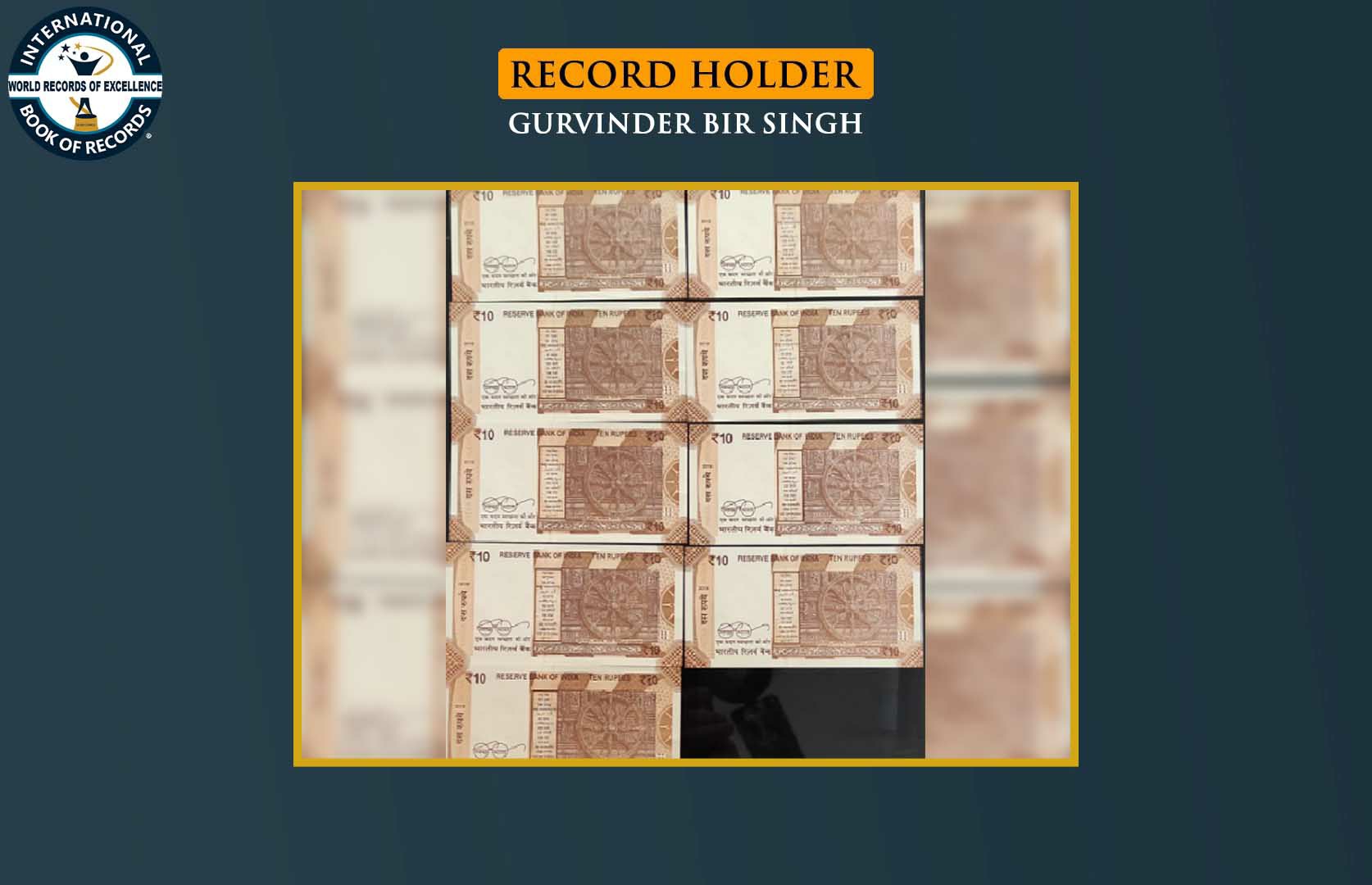 LARGEST COLLECTION OF INDIAN 10-RUPEE NOTES WITH MATCHING LAST 3 DIGITS OF SERIES, YEAR, PREFIX, AND GOVERNOR, AND SAME INSET