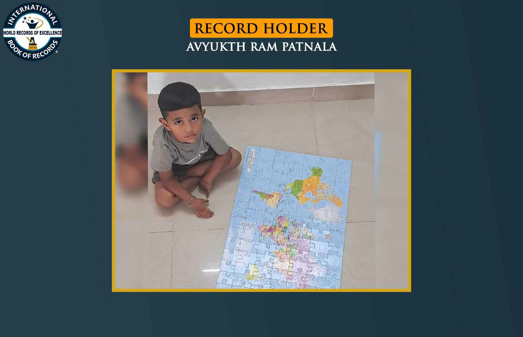 FASTEST TO SOLVE 105-PIECE WORLD MAP PUZZLE BY A PRESCHOOLER