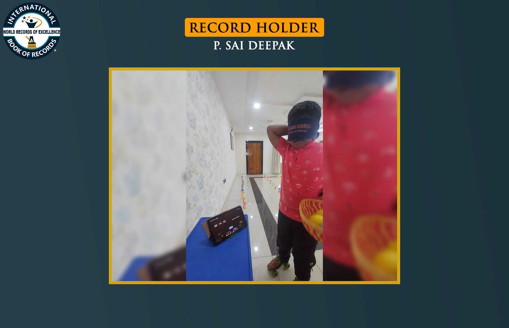 MAXIMUM PAPER CUPS AND BALLS PLACED IN ROWS BLINDFOLDEDLY WHILE WEARING INLINE SKATES (PRE-TEEN)