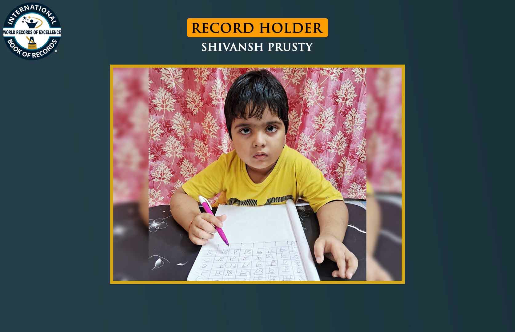 FASTEST TO WRITE HINDI ALPHABETS BY A PRESCHOOLER