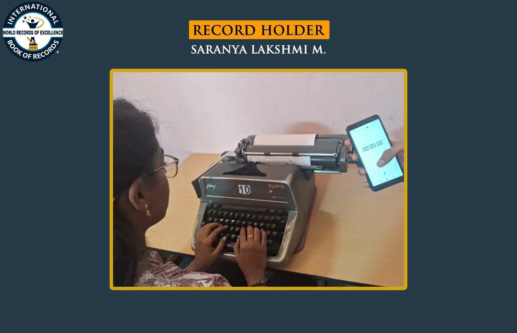 FASTEST TO TYPE ENGLISH ALPHABETS ON A TYPEWRITER IN REVERSE ORDER (TEENAGER)