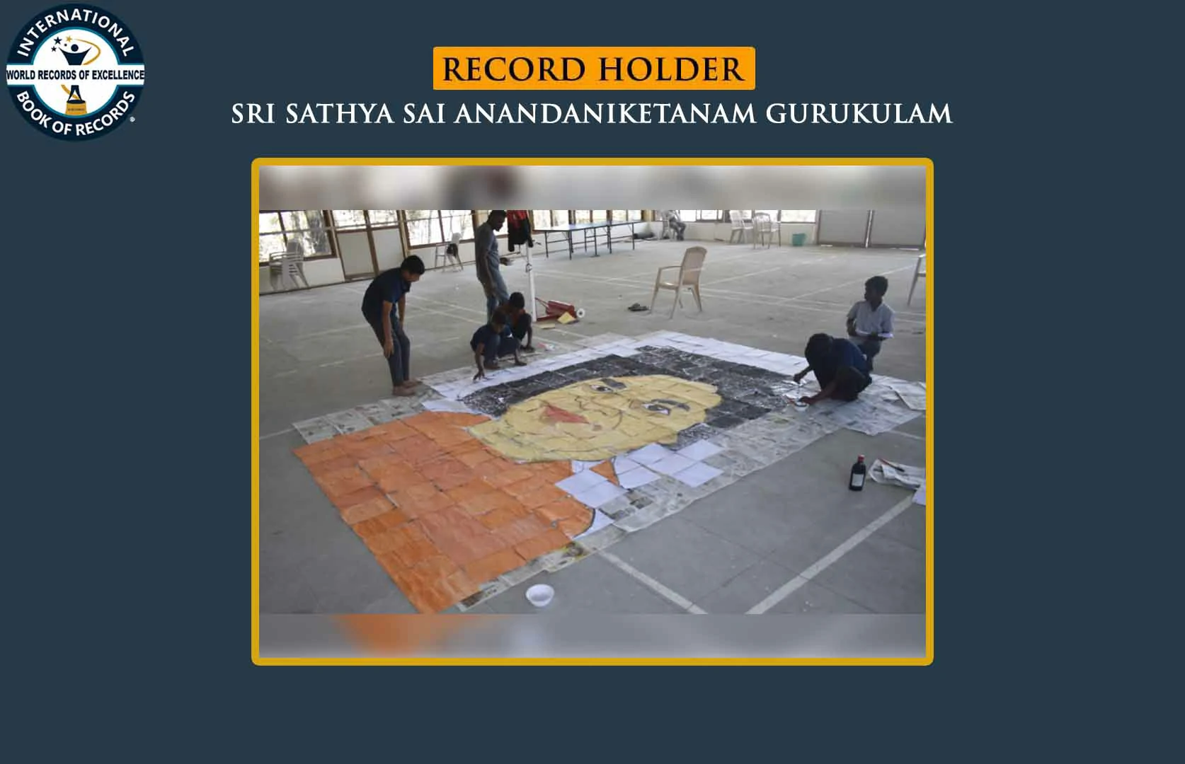BIGGEST COLORED PORTRAIT OF SRI SATHYA SAI BABA MADE BY USING MAXIMUM A4-SIZED SHEETS (GROUP)