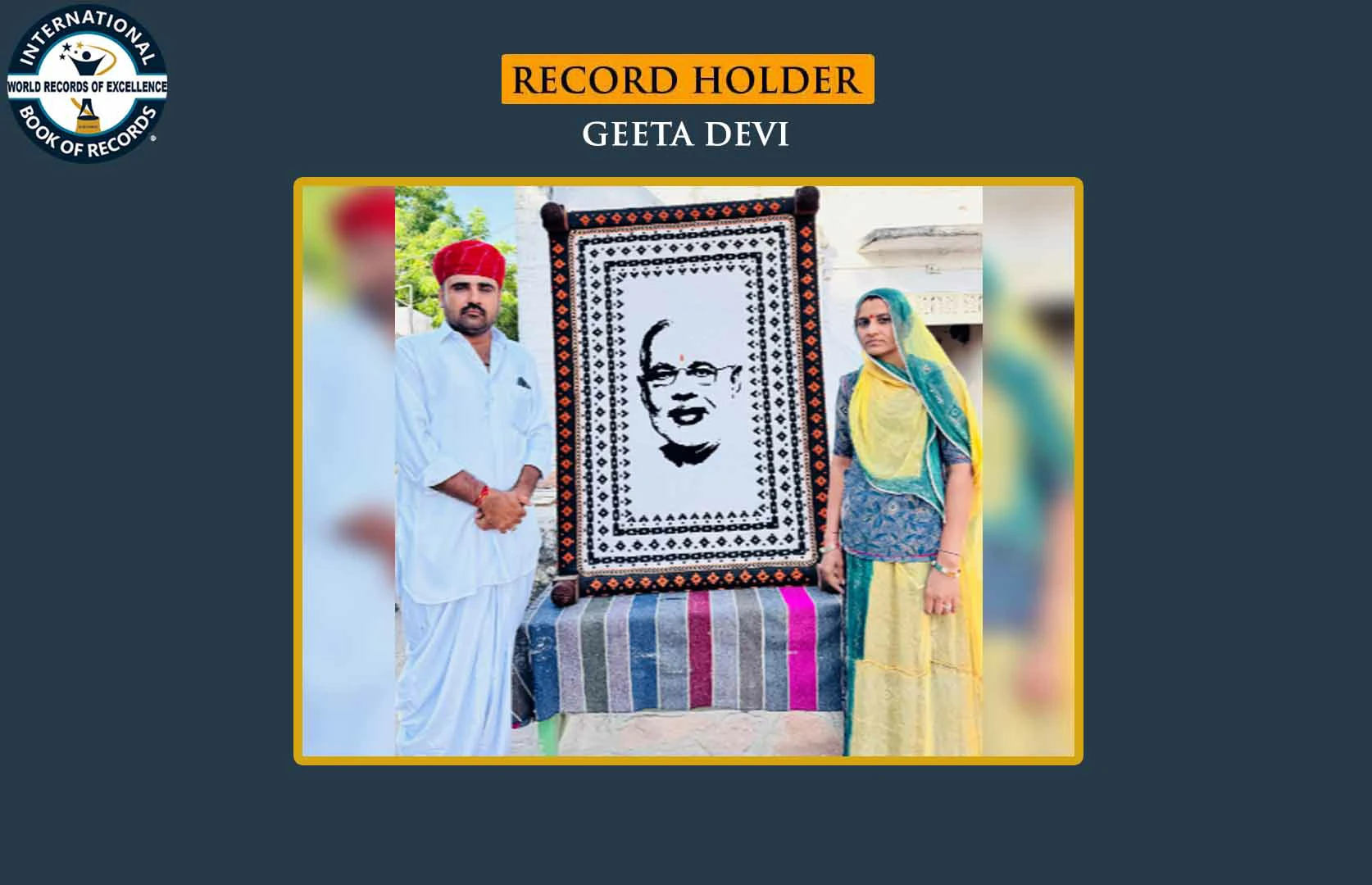 BIGGEST FACE POTRAIT OF NARENDRA MODI USING COTTON THREAD WEAVING TECHNIQUE