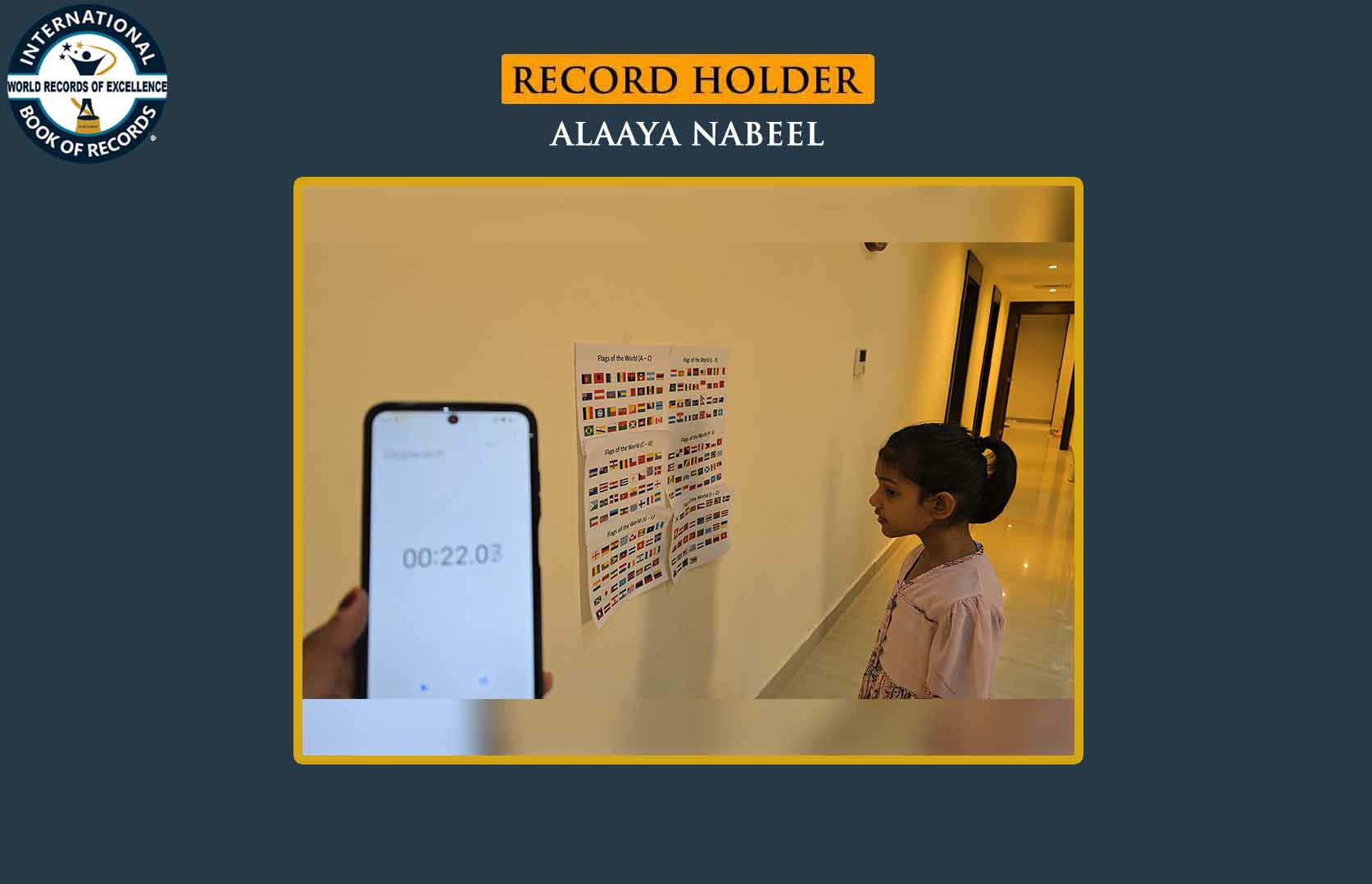 YOUNGEST TO IDENTIFY 200 FLAGS FROM CHART AND RECITE THEIR NAMES