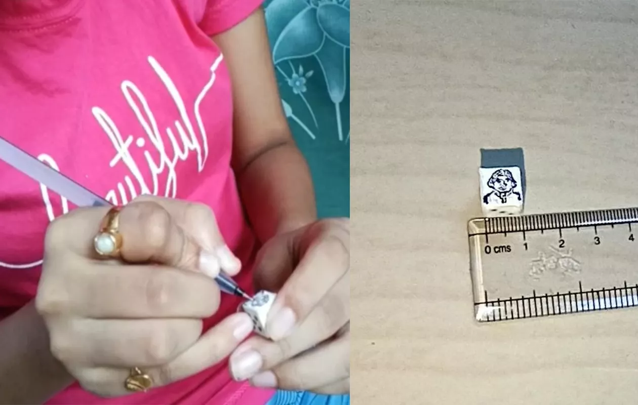 SMALLEST PAINTING OF FORMER PRESIDENT APJ ABDUL KALAM ON WHITE DICE
