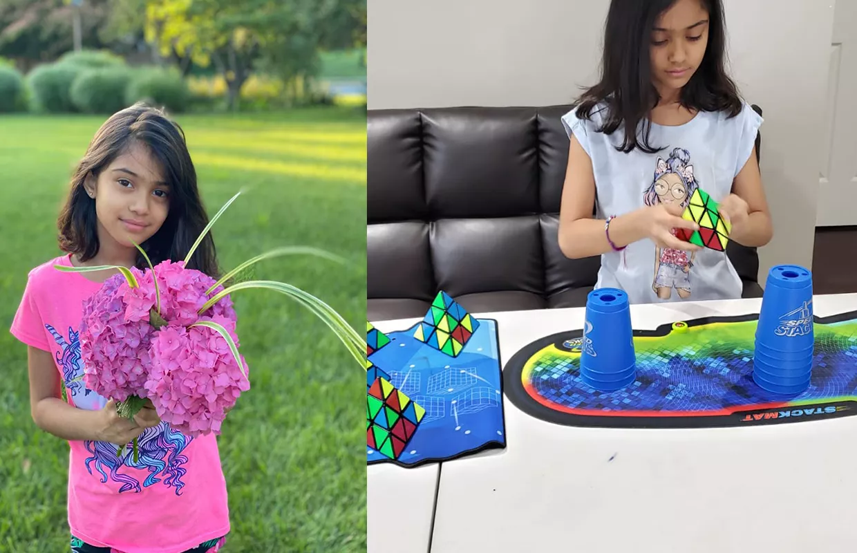 YOUNGEST TO SOLVE MOST PYRAMINX RUBIK’S CUBES ALONG WITH STACKING GLASSES IN BETWEEN