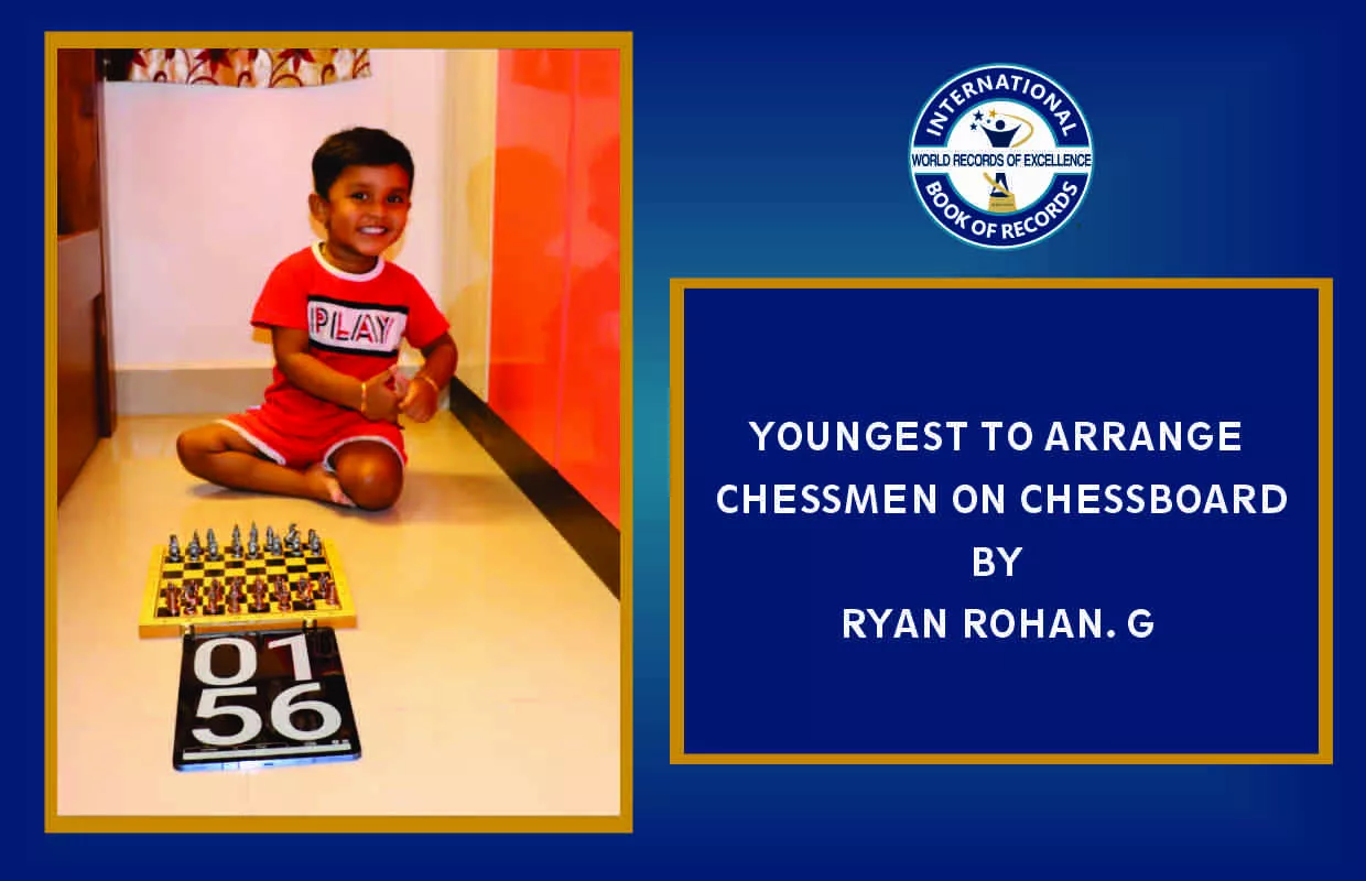 YOUNGEST TO ARRANGE CHESSMEN ON CHESSBOARD