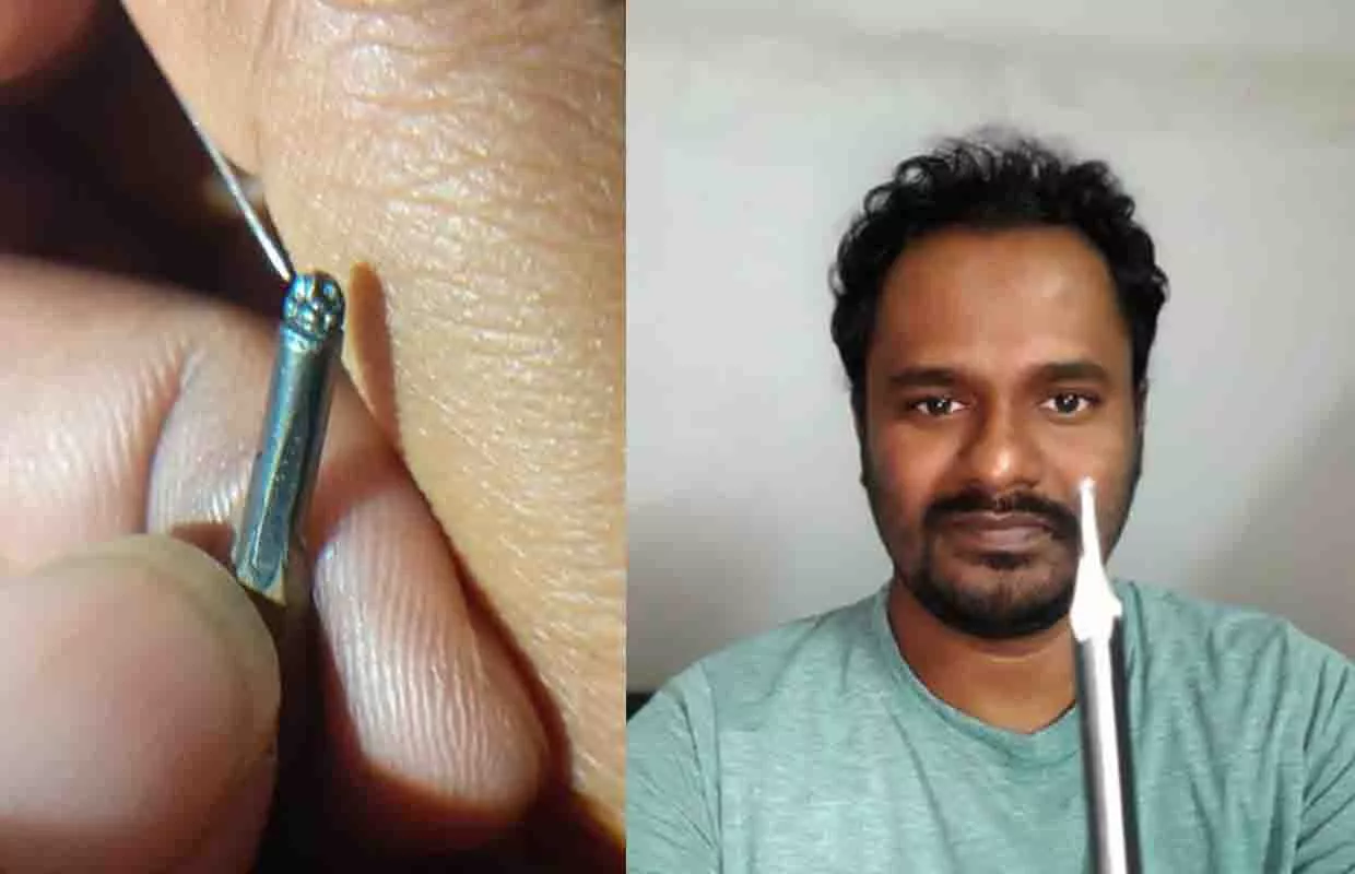 SMALLEST KANIPAKA GANESHA SCULPTURE ON PENCIL LEAD