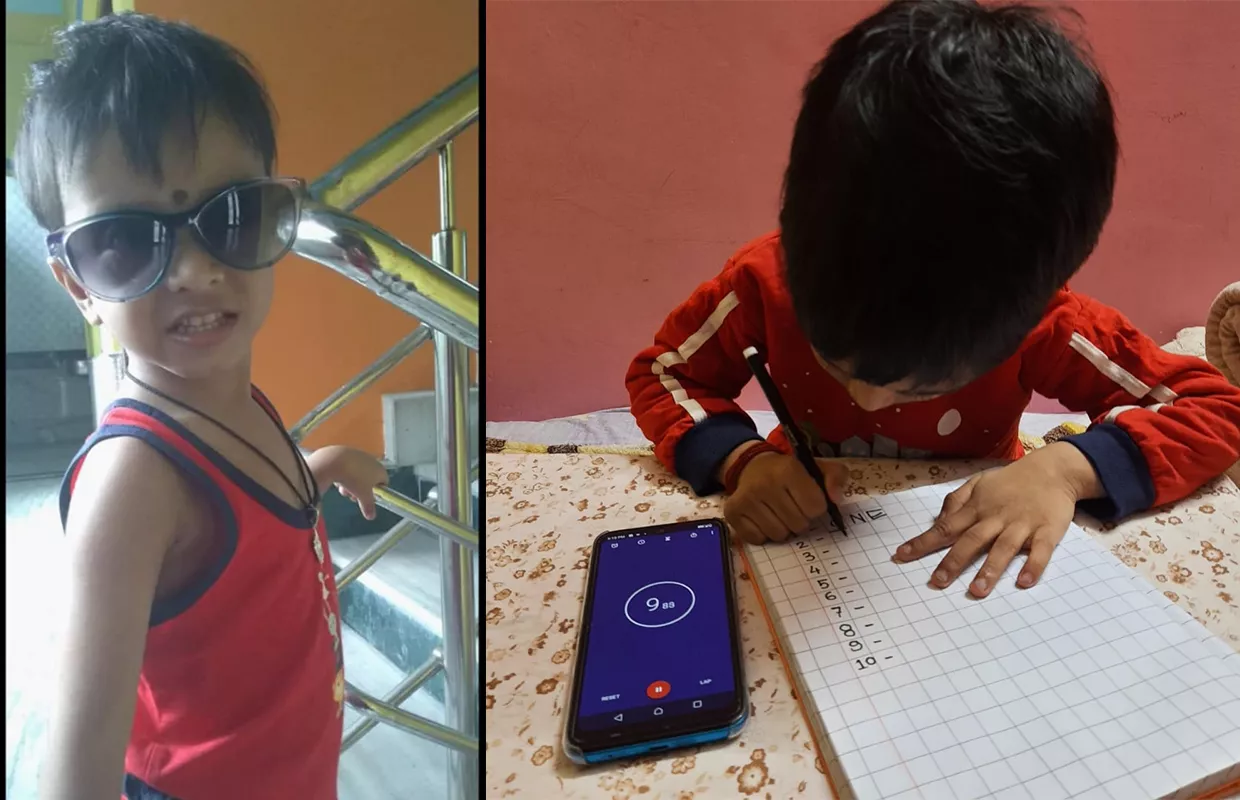 YOUNGEST TO WRITE UPSIDE DOWN SPELLING OF 1-10 NUMBERS