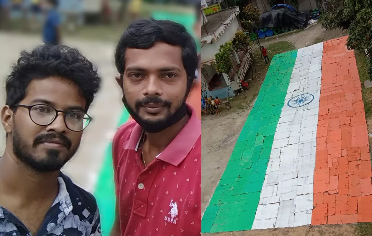 LARGEST INDIAN FLAG ON CARDBOARD PIECES