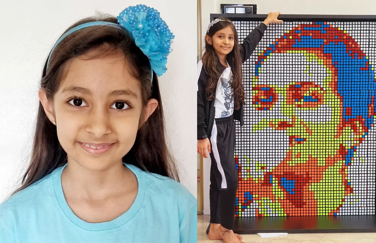 YOUNGEST CUBER TO MAKE MOSAIC WITH RUBIK’S CUBES OF PM NARENDRA MODI