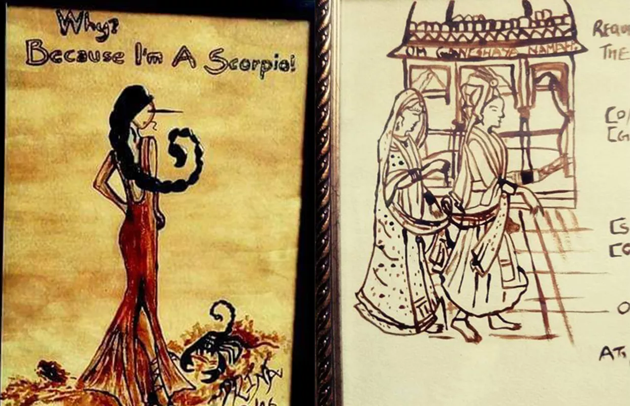 MOST PAINTINGS MADE OF DIFFERENT SIZES USING COFFEE POWDER