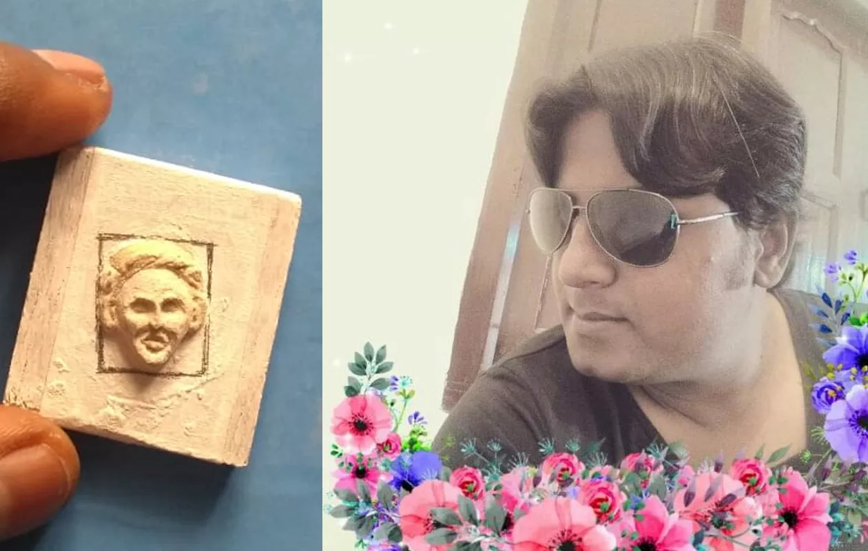 SMALLEST HUMAN FACE CRAFT ON PLASTER OF PARIS