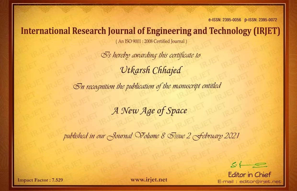 YOUNGEST PERSON TO PUBLISH RESEARCH PAPER ON SPACE