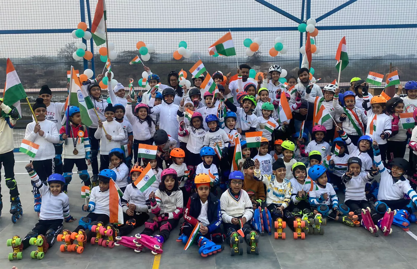 MAXIMUM STUDENTS SKATING HOLDING INDIAN NATIONAL FLAGS AT MULTIPLE VENUES