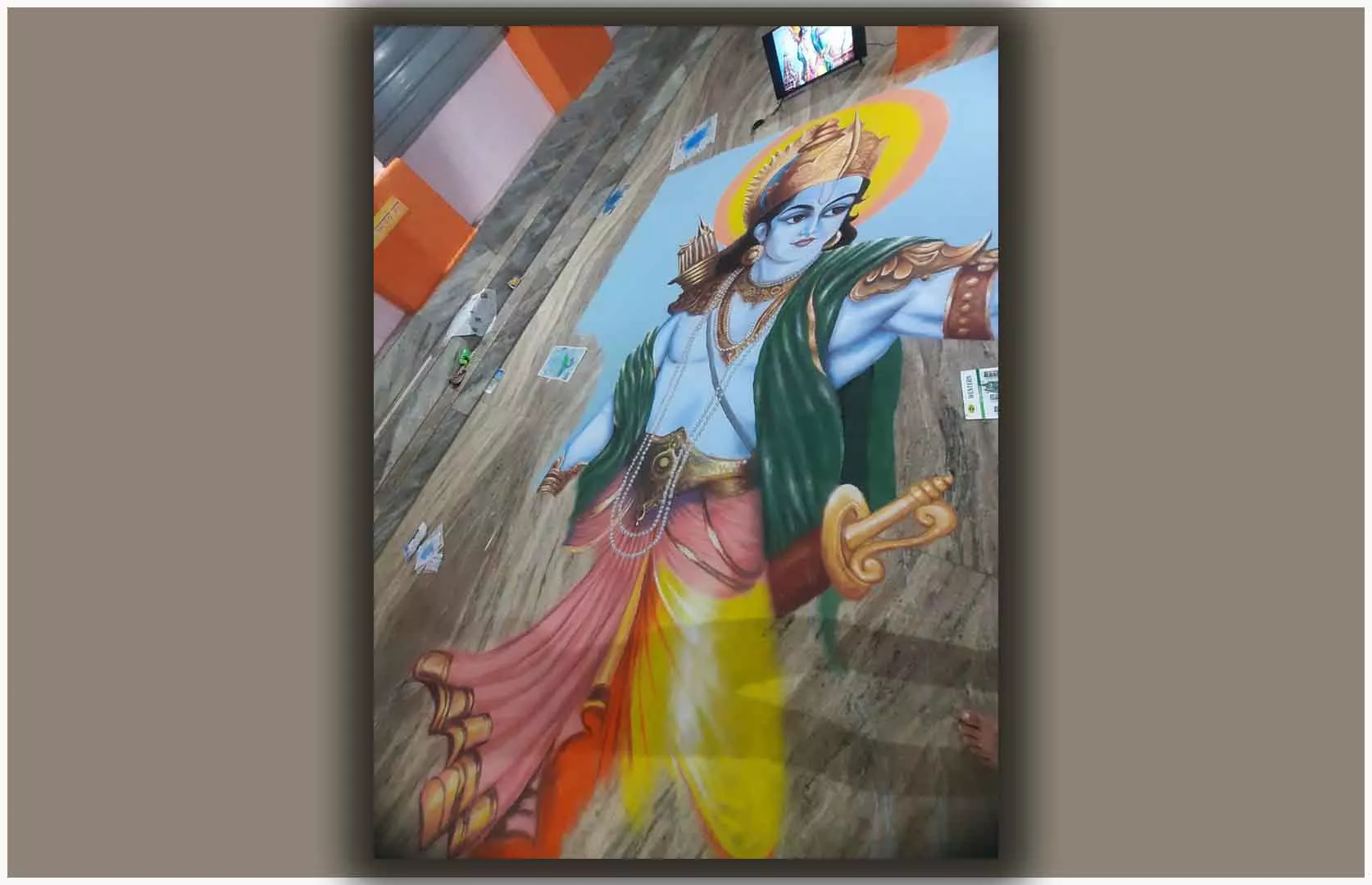 BIGGEST RANGOLI PORTRAIT OF LORD RAMA MADE BY A FAMILY