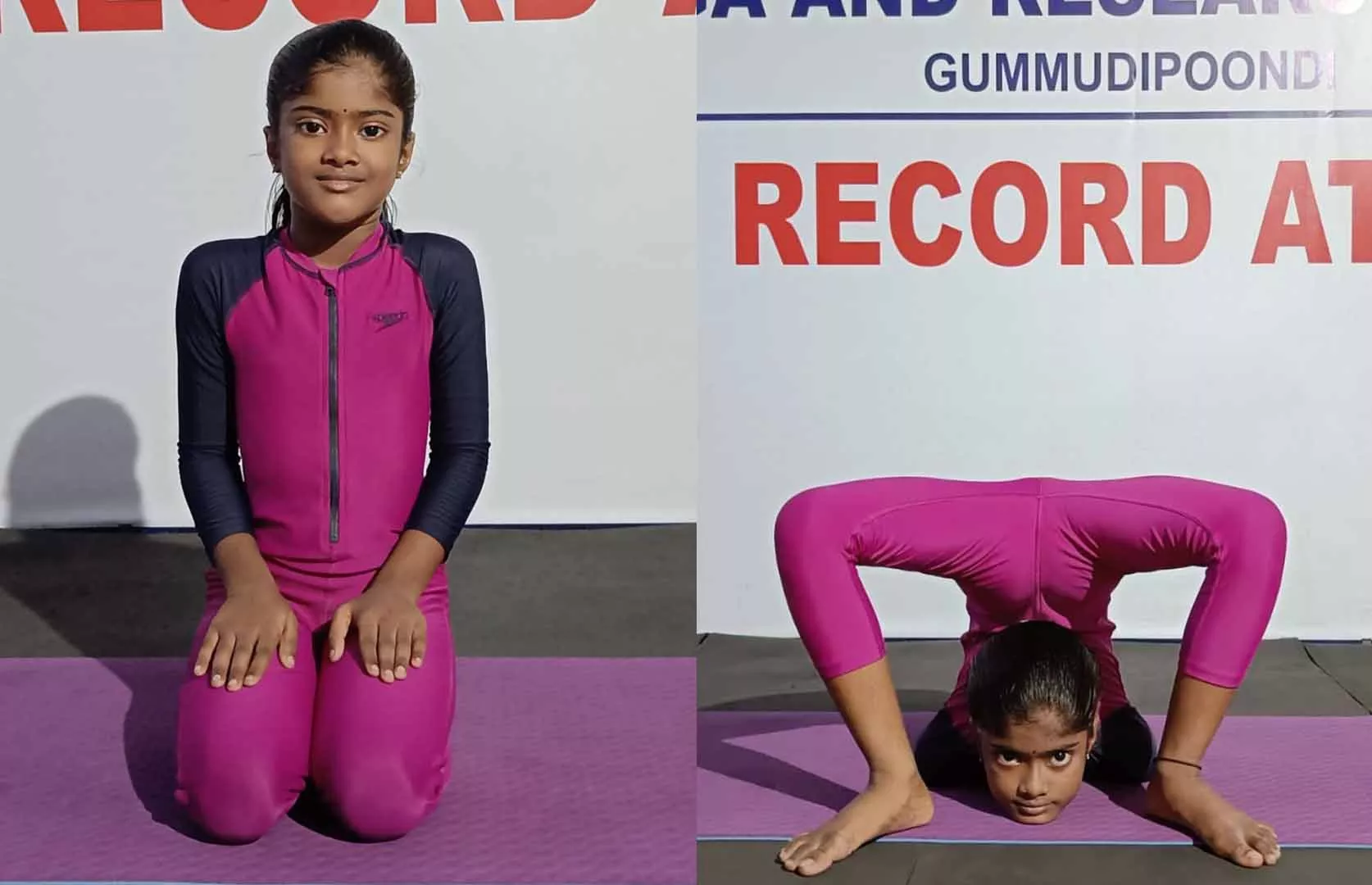MOST ROTATIONS WHILE STAYING IN GANDA BHERUNDASANA POSE IN ONE MINUTE BY A KID