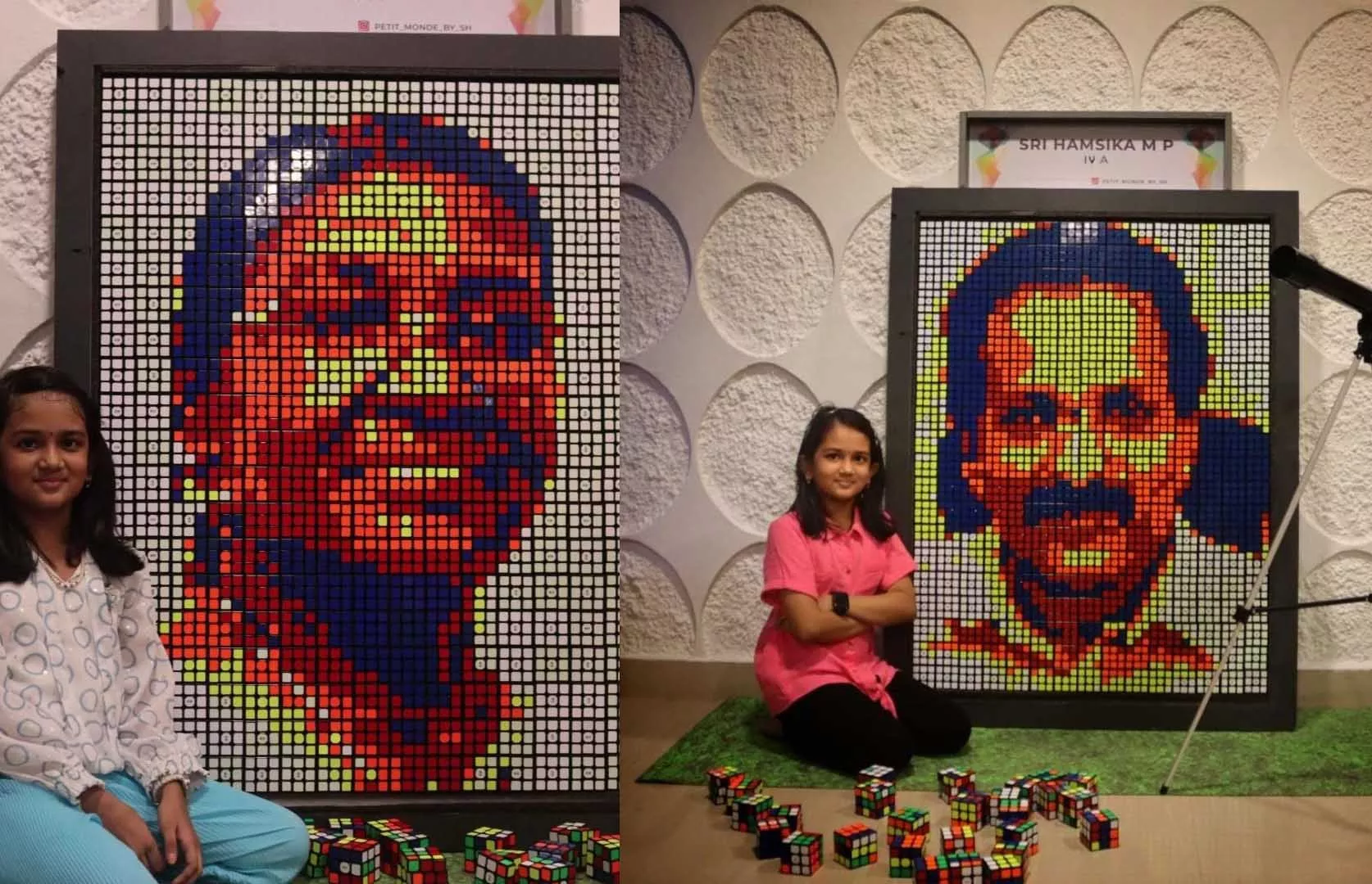 YOUNGEST TO MAKE MAXIMUM MOSAIC ART PORTRAITS WITH 300 RUBIK'S CUBES