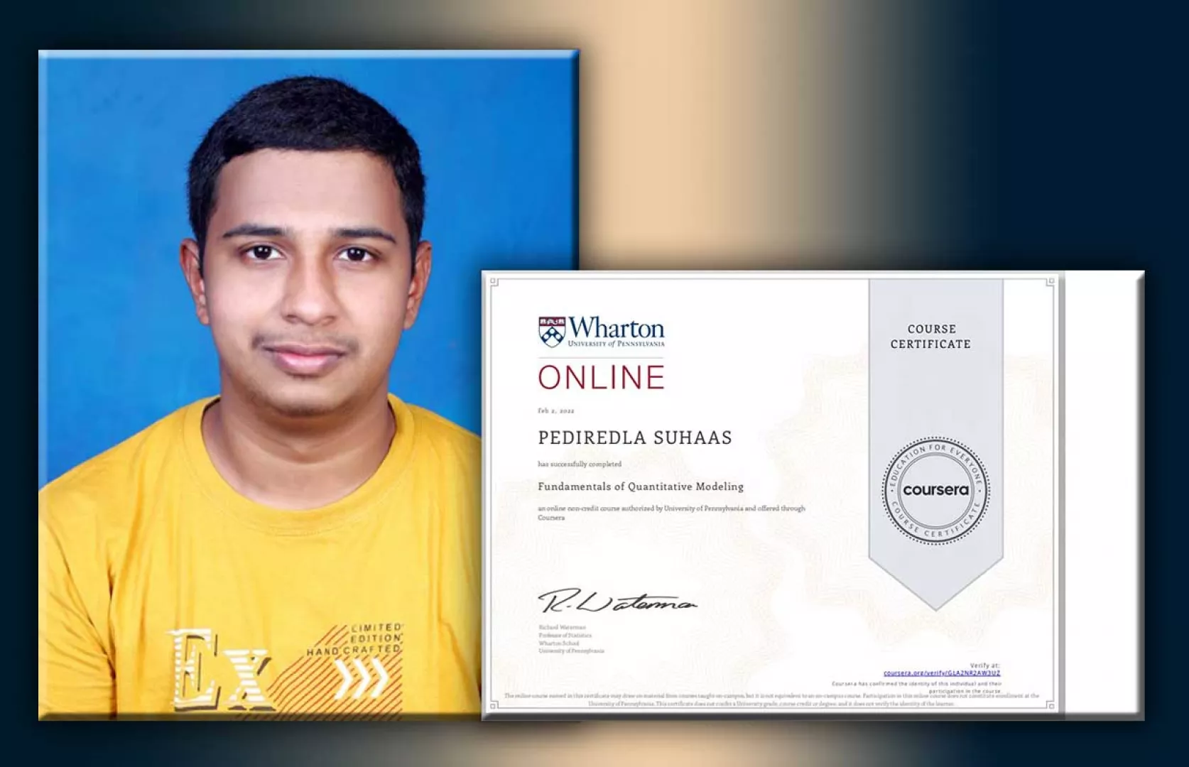 YOUNGEST  TO ACHIEVE MAXIMUM MOOCS CERTIFICATES IN COMPUTER SCIENCE IN AN ACADEMIC YEAR