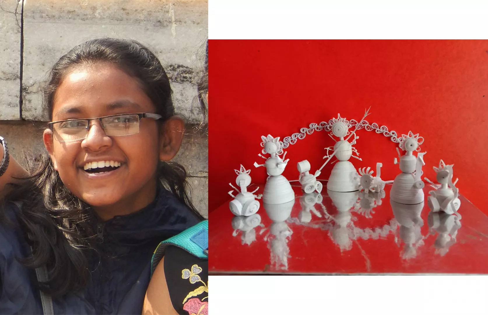 “YOUNGEST TO MAKE SMALLEST GODDESS DURGA FAMILY MADE WITH QUILLING PAPER”