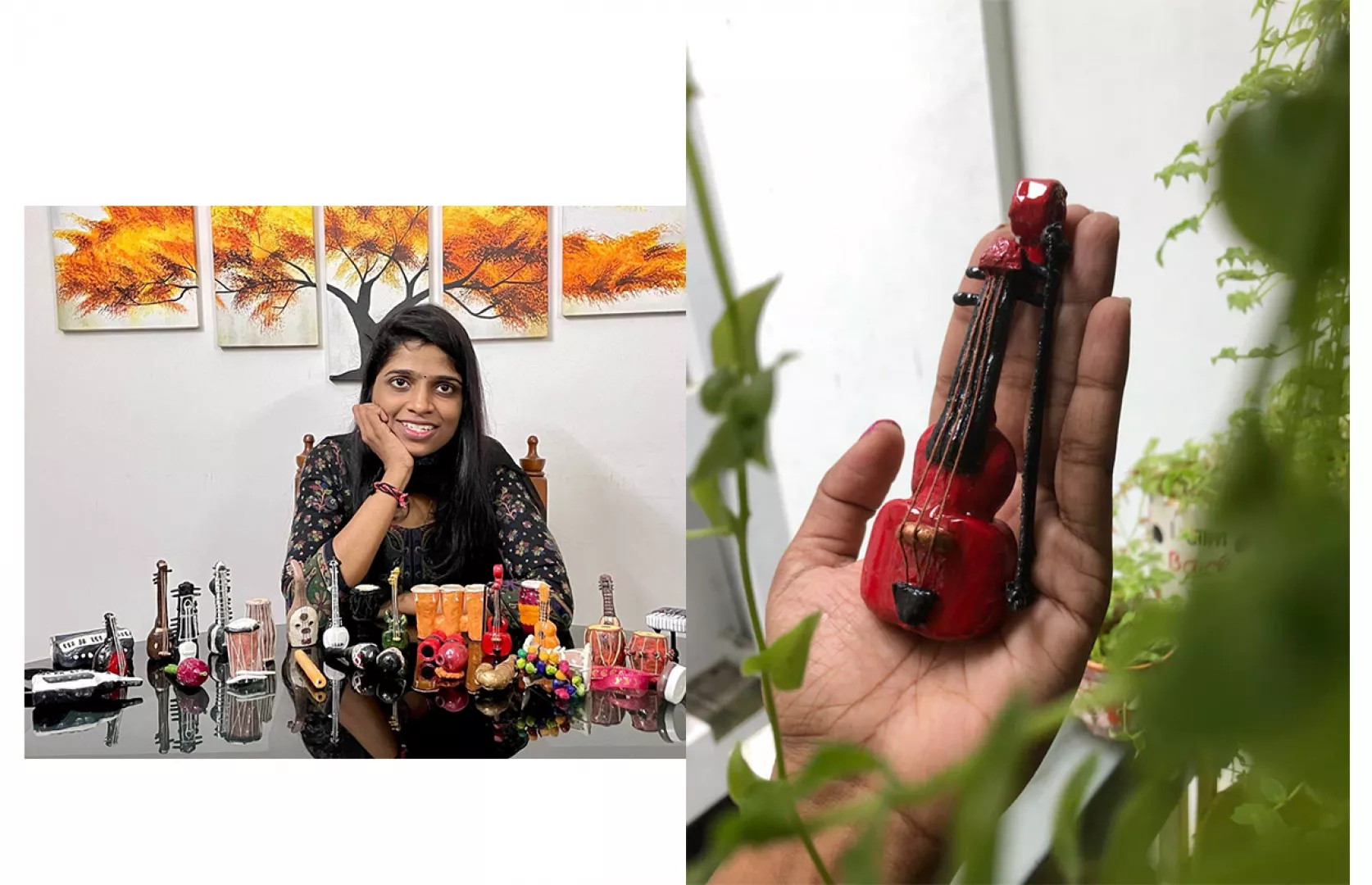 MOST NUMBER OF MUSICAL INSTRUMENTS MINIATURE MADE WITH COSMETIC SCRAPS