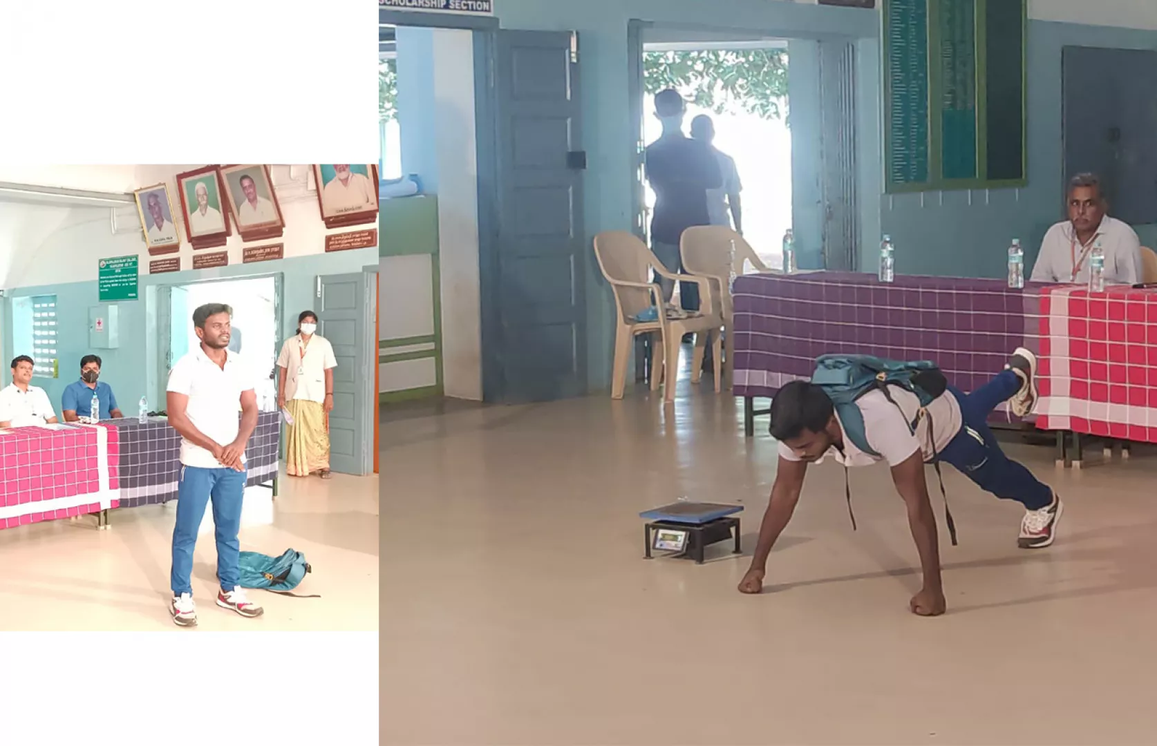 MOST KNUCKLE PUSH UPS WITH ONE LEG RAISED CARRYING 12.445 KGS BACKPACK ON BACK