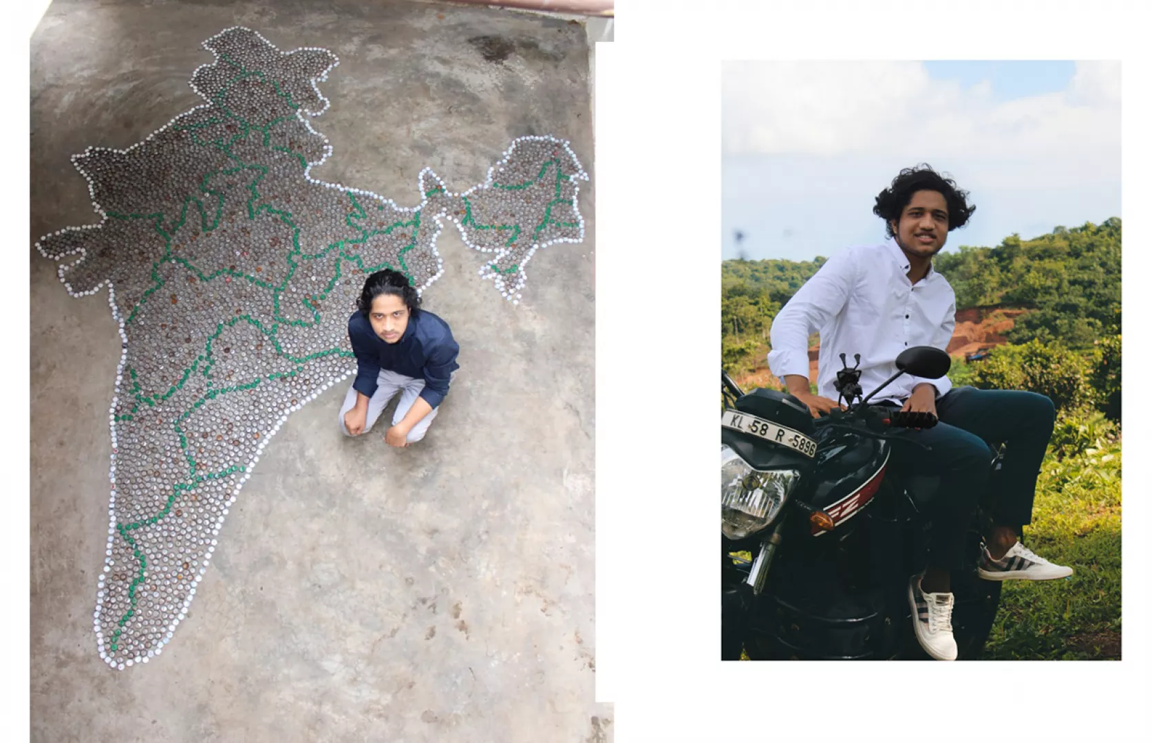 LARGEST MAP OF INDIA MADE WITH BOTTLE CAPS