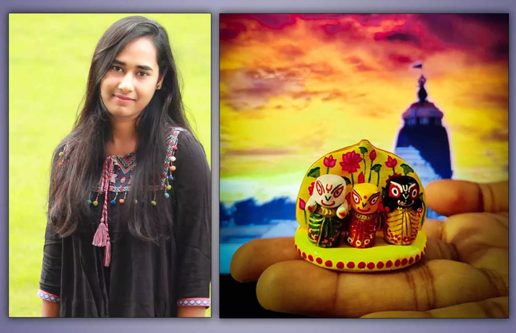 SMALLEST IDOL OF LORD JAGANNATH, BALABHADRA, SUBHADRA ON THRONE MADE WITH CLAY