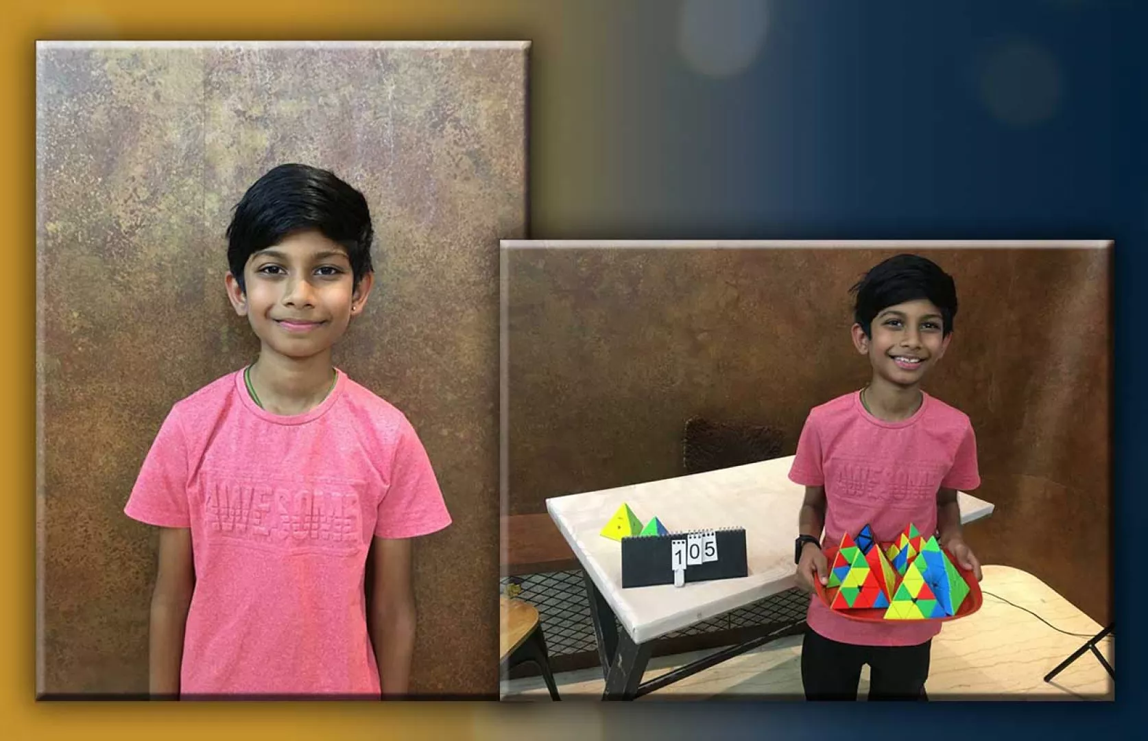 YOUNGEST BOY TO SOLVE PYRAMINX RUBIK’S CUBE MAXIMUM TIMES WITH ONE HAND