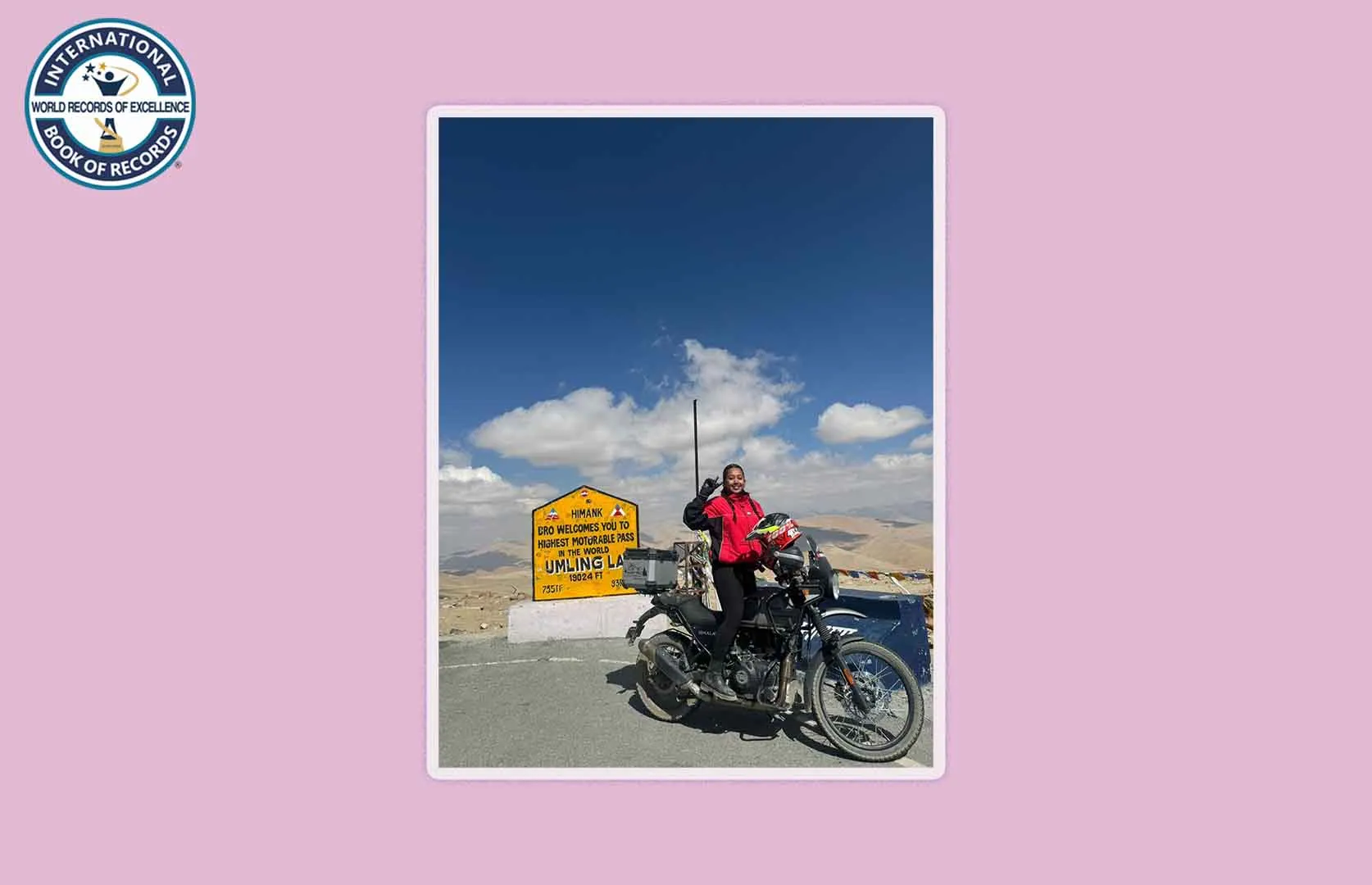 YOUNGEST FEMALE TO REACH UMLING LA PASS ON BIKE