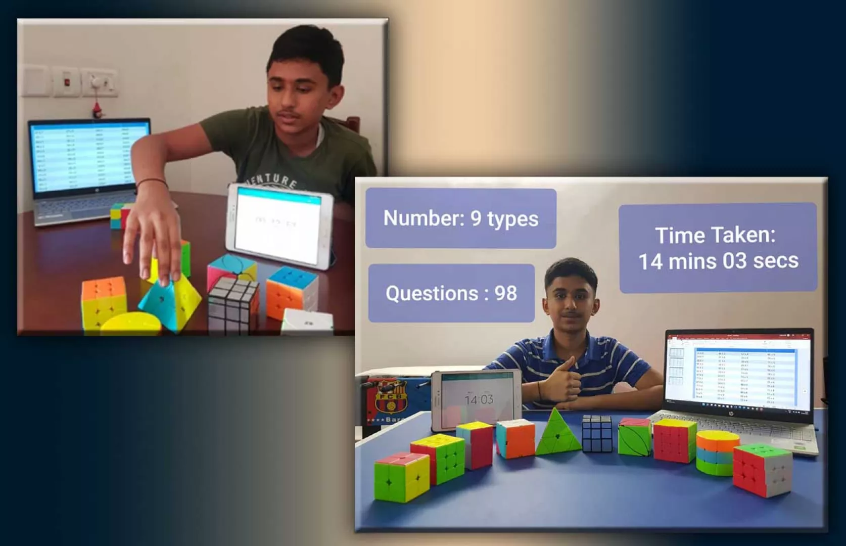 MOST NUMBERS OF RUBIK’S CUBES SOLVED WHILE ANSWERING MAXIMUM UCMAS ABACUS QUESTIONS (TEENAGER)