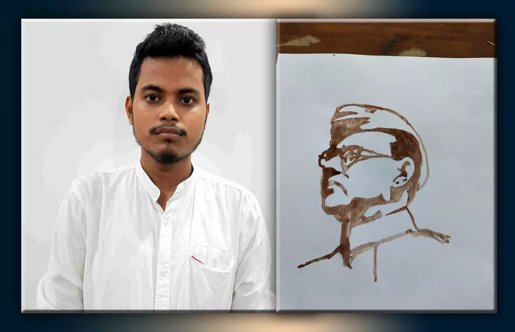 MAXIMUM PORTRAITS MADE WITH LIQUID CHOCOLATE SYRUP ON A3 SHEET