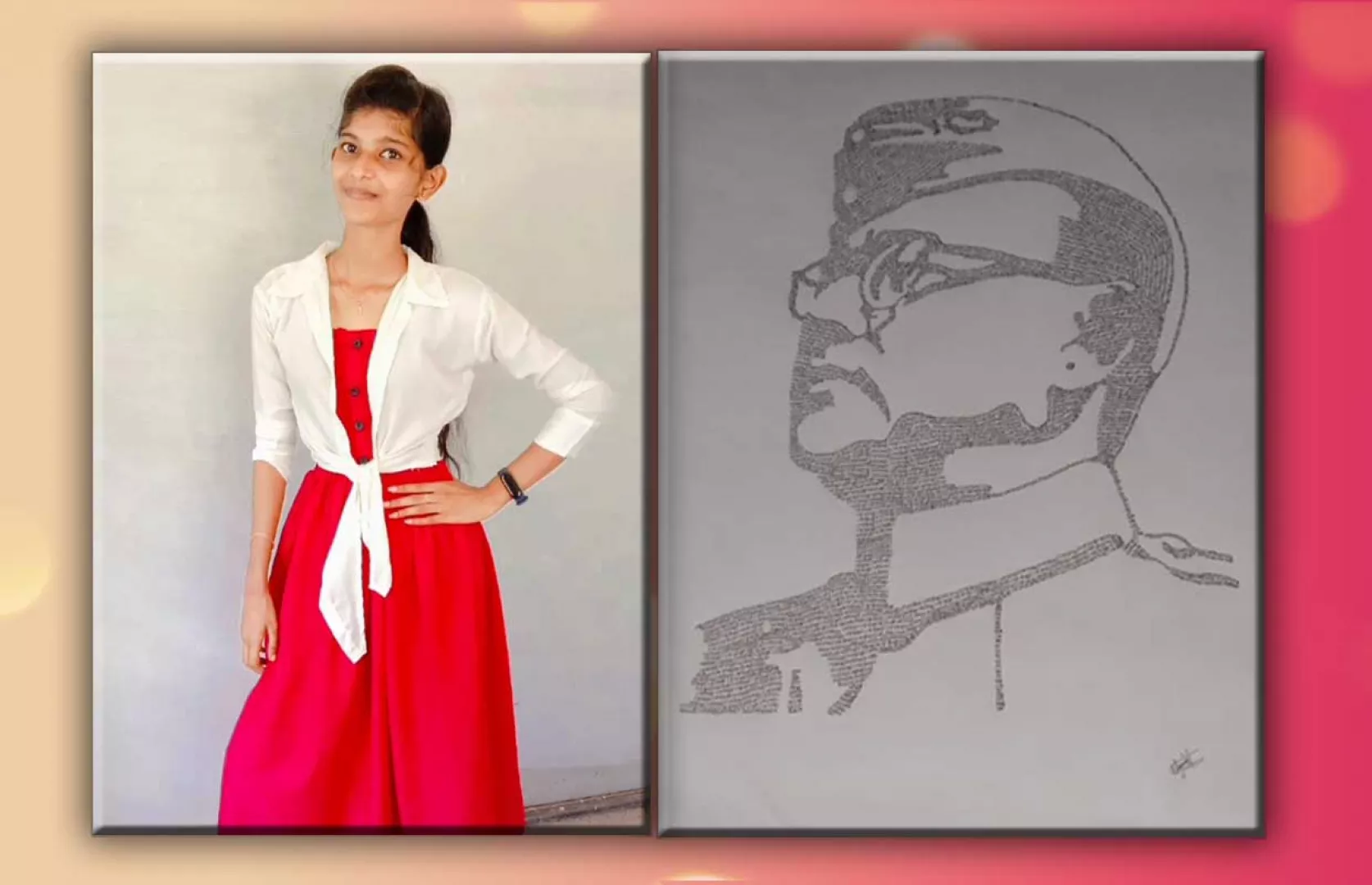 BIGGEST TYPOGRAPHY PORTRAIT OF NETAJI SUBHASH CHANDRA BOSE BY A TEENAGER