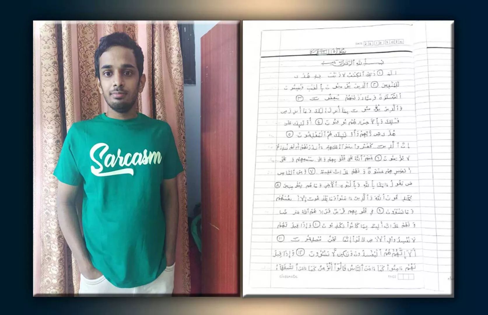 YOUNGEST AUTISTIC PERSON TO WRITE HOLY QURAN BY SEEING THE HOLY QURAN