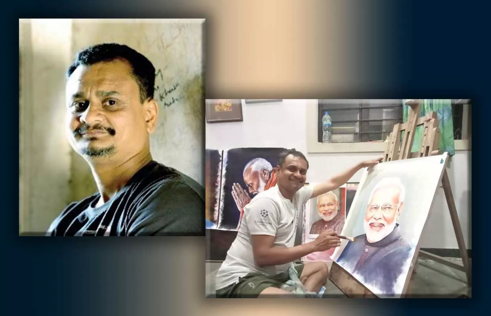 MAXIMUM COLOR PORTRAITS OF INDIAN PRIME MINISTER NARENDRA MODI MADE BY AN INDIVIDUAL (2 X 1.5 FEET)