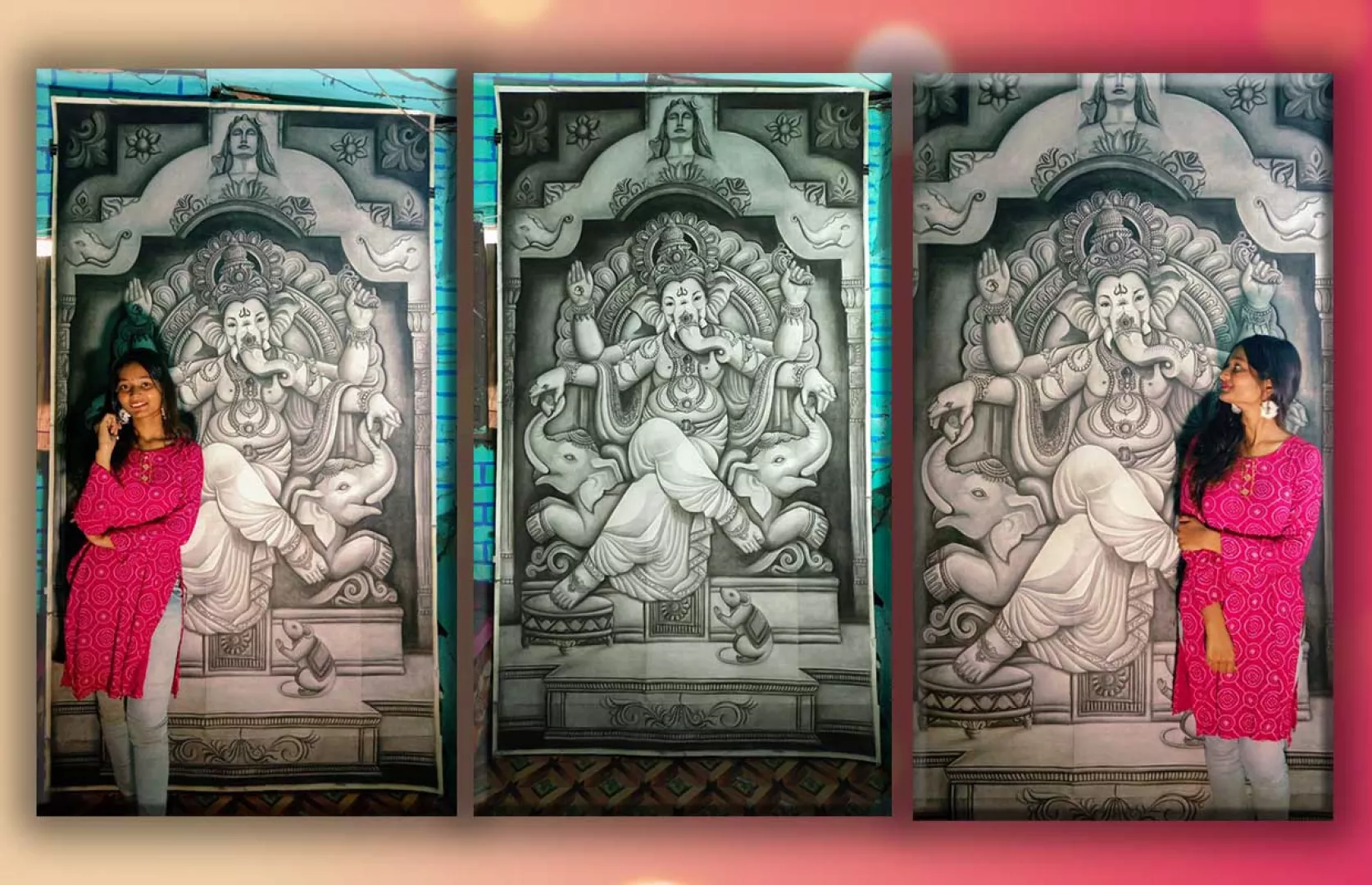 BIGGEST CHARCOAL SKETCH OF LORD GANESHA