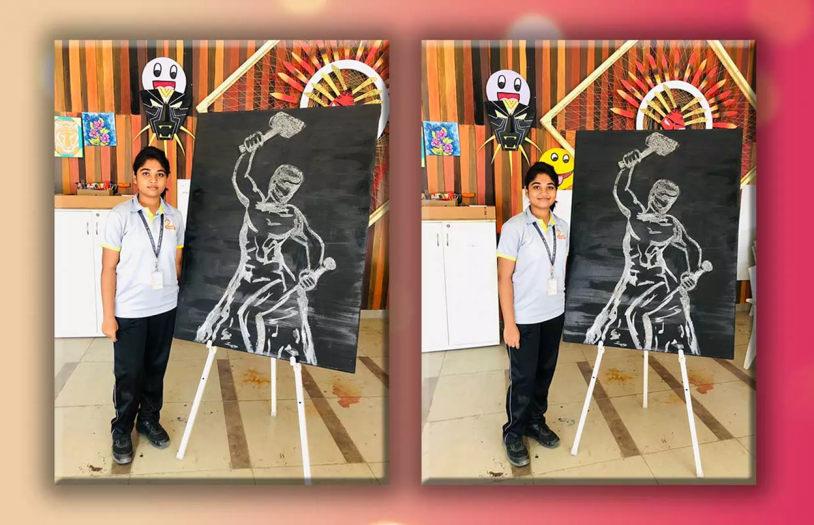 YOUNGEST GIRL TO MAKE BIGGEST GLITTER ART PAINTING (UPSIDE DOWN) LIVE ON STAGE
