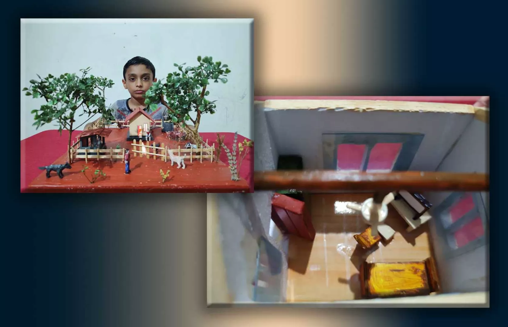SMALLEST DIORAMA OF FARM HOUSE MADE ALONG WITH MOST NUMBER OF HOME INTERIOR THINGS