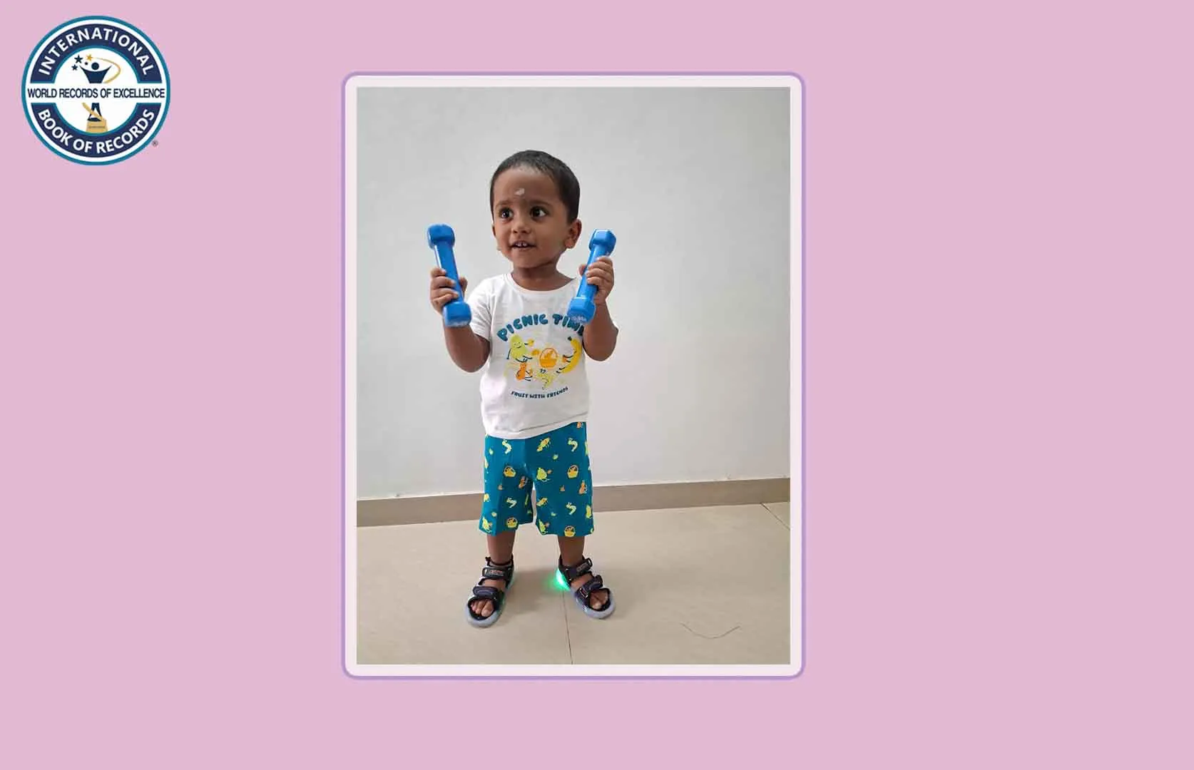 MAXIMUM DISTANCE COVERED BY HOLDING 0.5 KG DUMBBELLS IN EACH HAND (TODDLER)